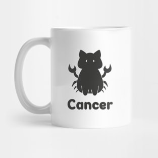 Cancer Cat Zodiac Sign with Text (Black and White) Mug